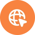 an orange icon of web